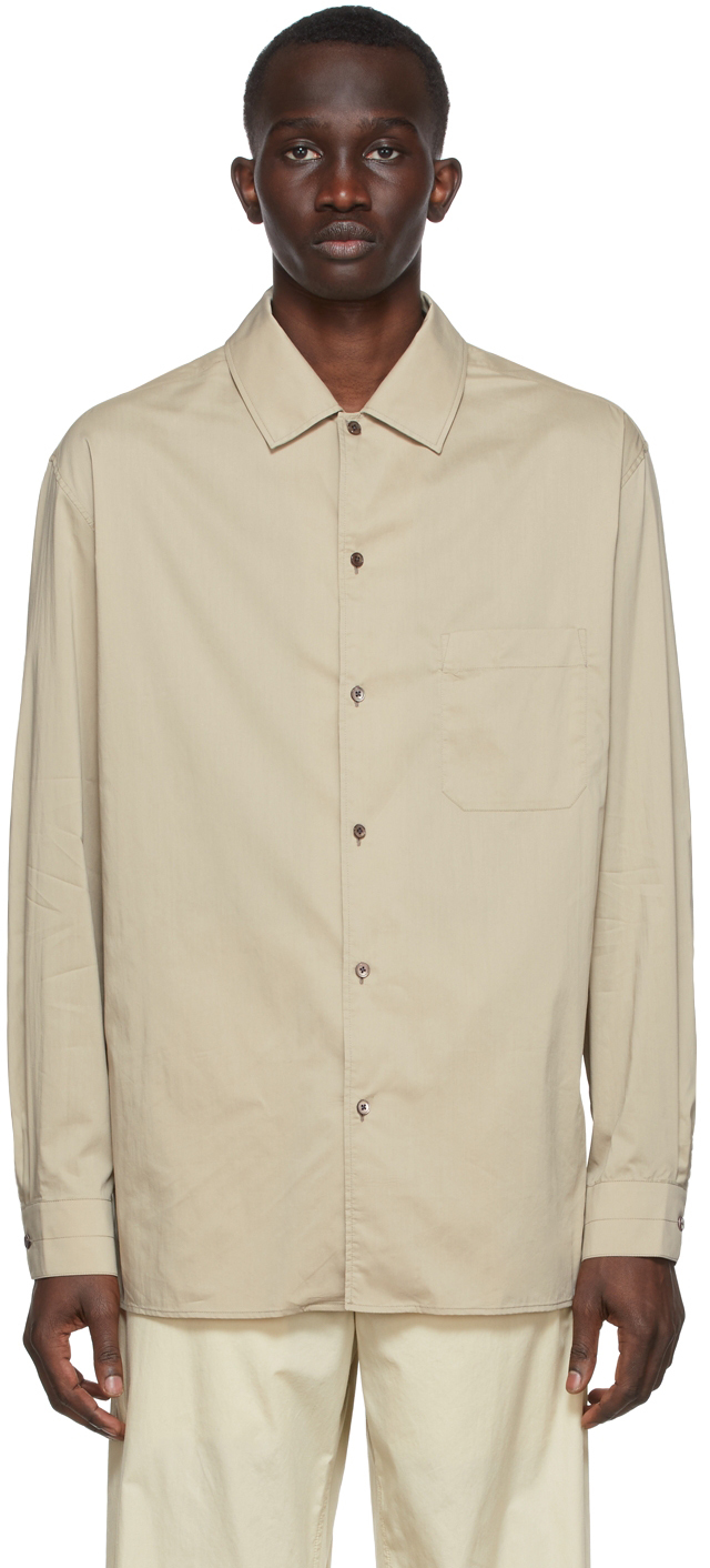 LEMAIRE: Taupe Convertible Collar Shirt | SSENSE Canada