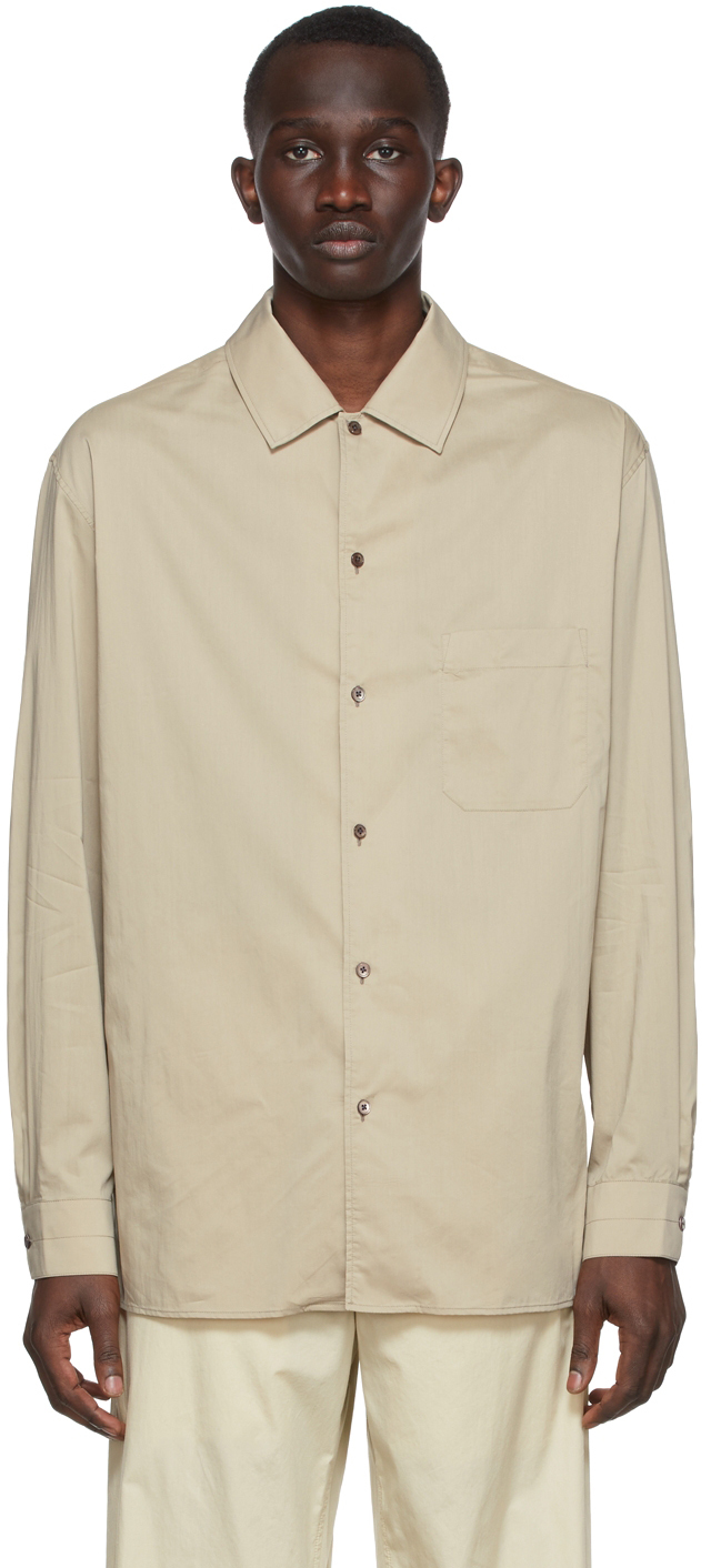 LEMAIRE Taupe Convertible Collar Shirt | Smart Closet