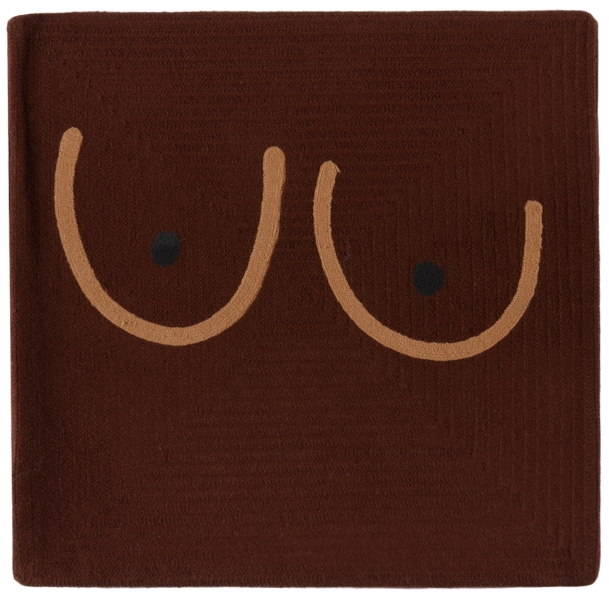 Cold Picnic Brown & Beige Boob Cushion Cover In Deep Brown