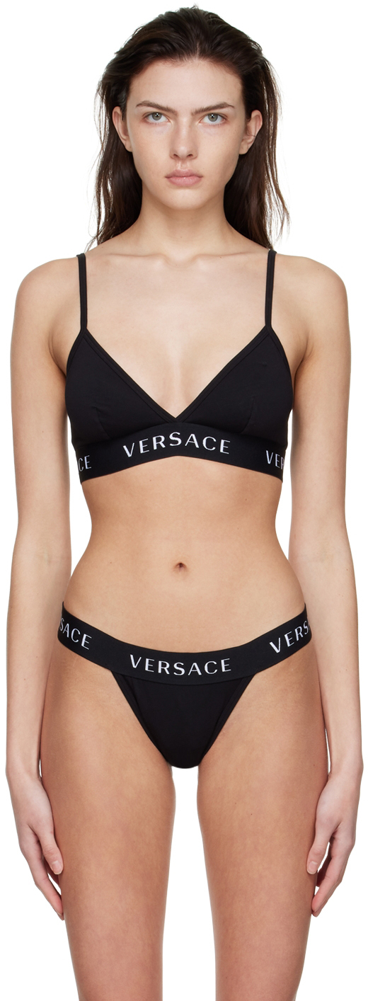 Versace Underwear Black Cotton Bralette