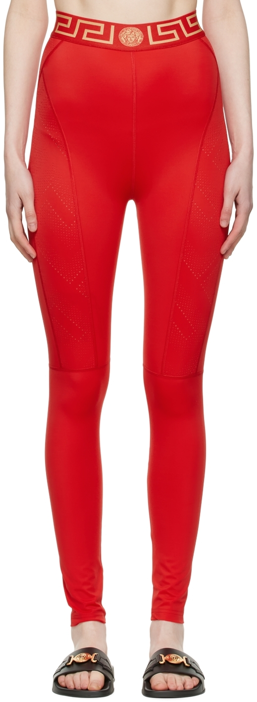 Versace Underwear Red Greca Border Leggings