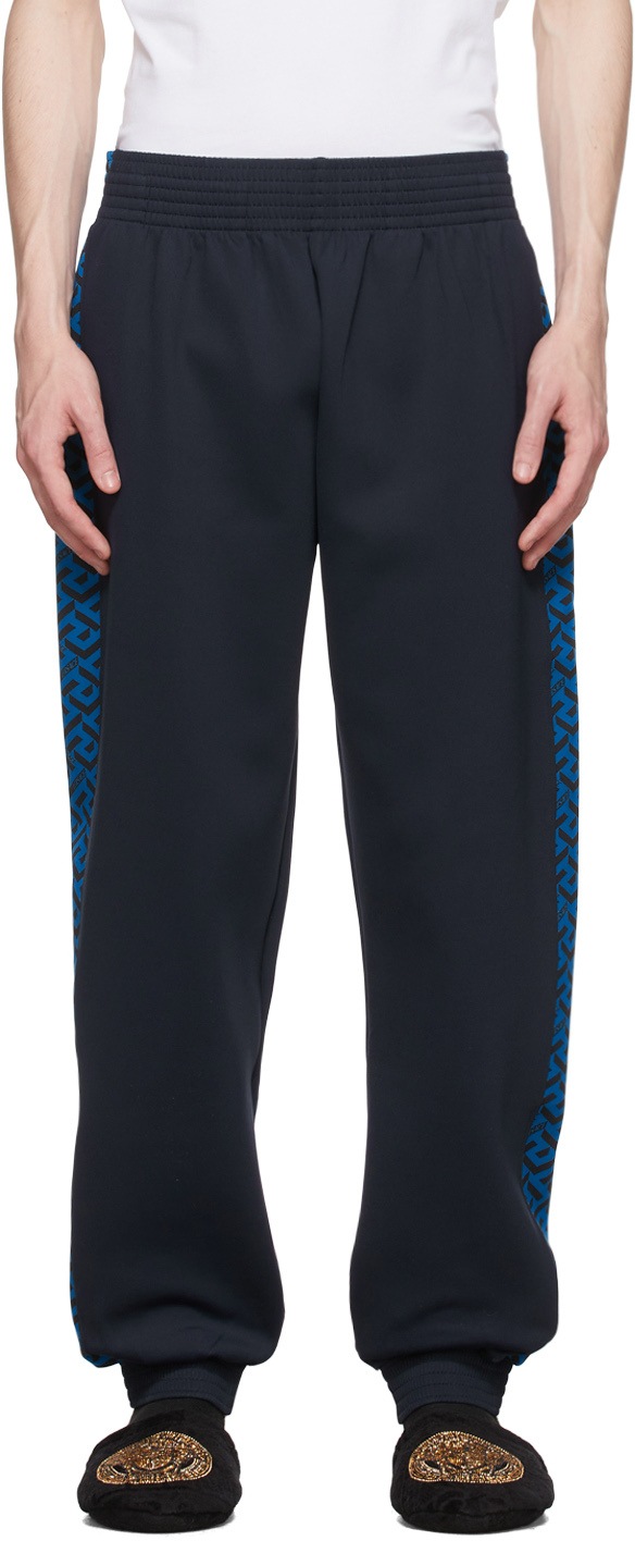 Versace Navy Greca Lounge Pants In 5u460 Navy