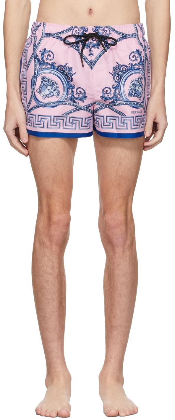 Ssense Uomo Sport & Swimwear Costumi da bagno Pantaloncini da bagno Pink & Blue La Coupe Des Dieux Swim Shorts 