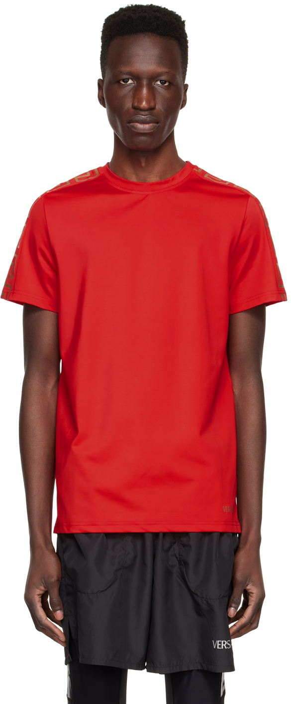 Shop Versace Red Greca T-shirt In A1203 Red