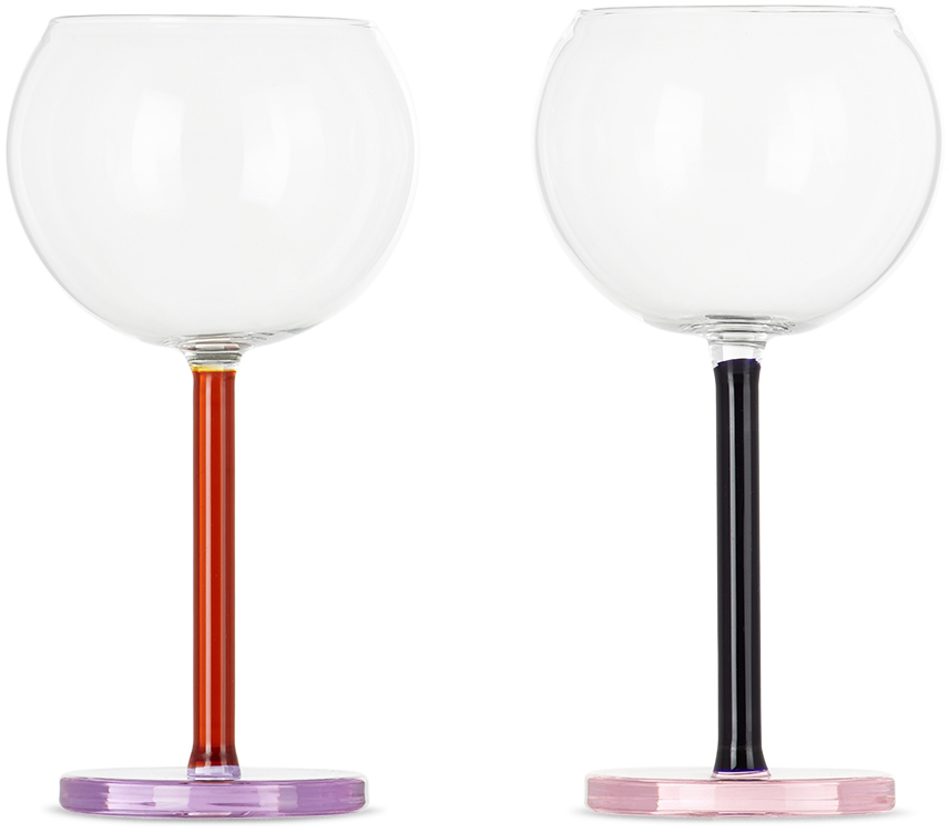 Sophie Lou Jacobsen Multicolor Bilboquet Wine Glass Set In Twilight