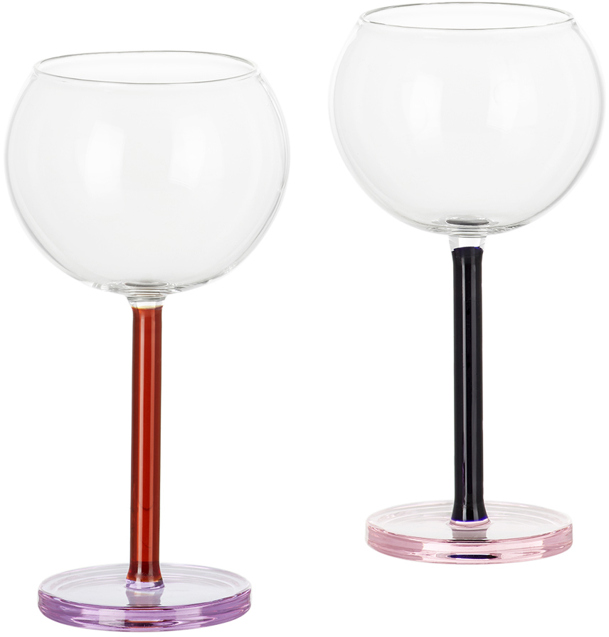 Sophie Lou Jacobsen Multicolor Bilboquet Wine Glass Set In Twilight