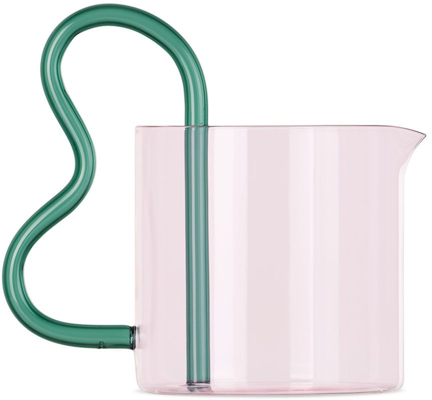 Sophie Lou Jacobsen Pink & Green Bean Pitcher In Pink W/ Teal