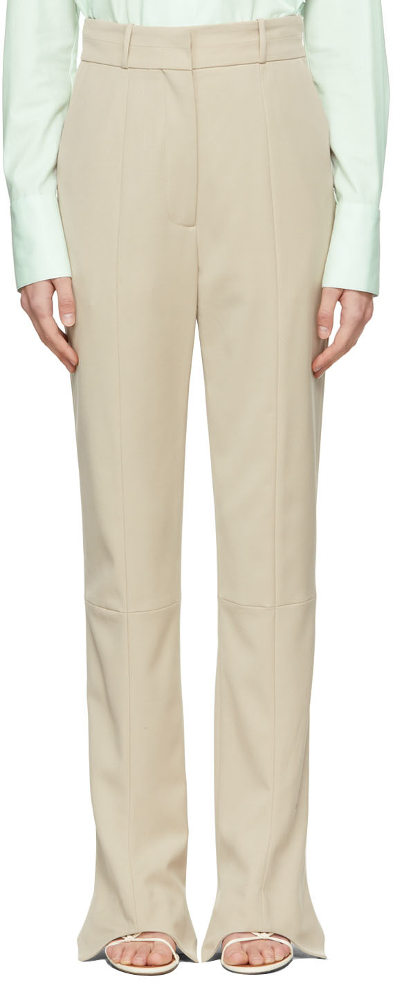 Grey Melange Wool Side Tab Dress Pant