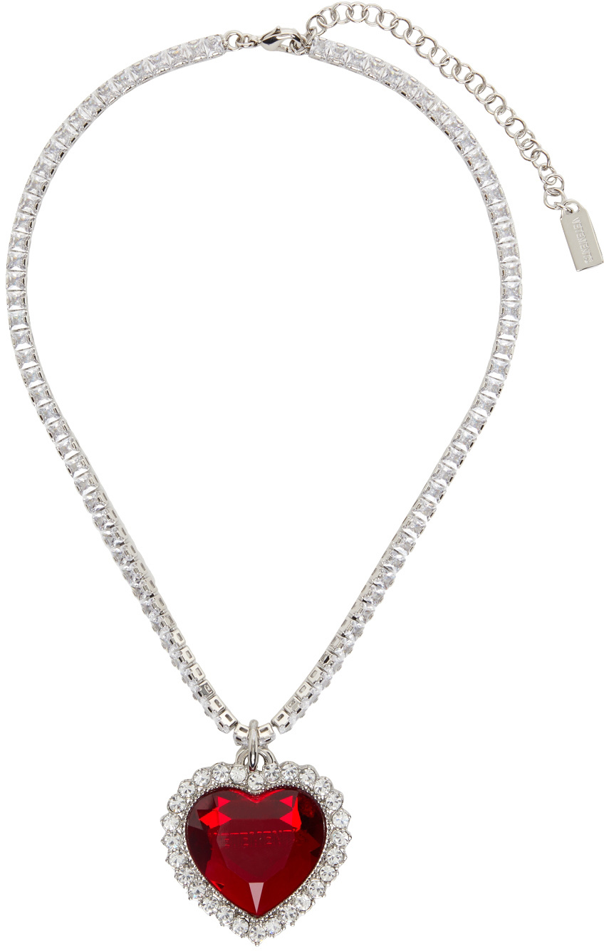 Vetements Crystal Heart Necklace in Red Womens Mens Jewellery 