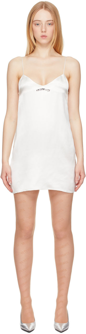 White Logo Slip Dress