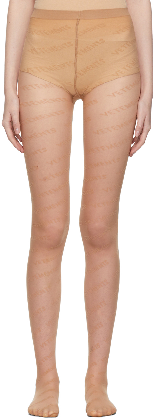Tan Logo Monogram Tights SSENSE Women Clothing Underwear Stockings 