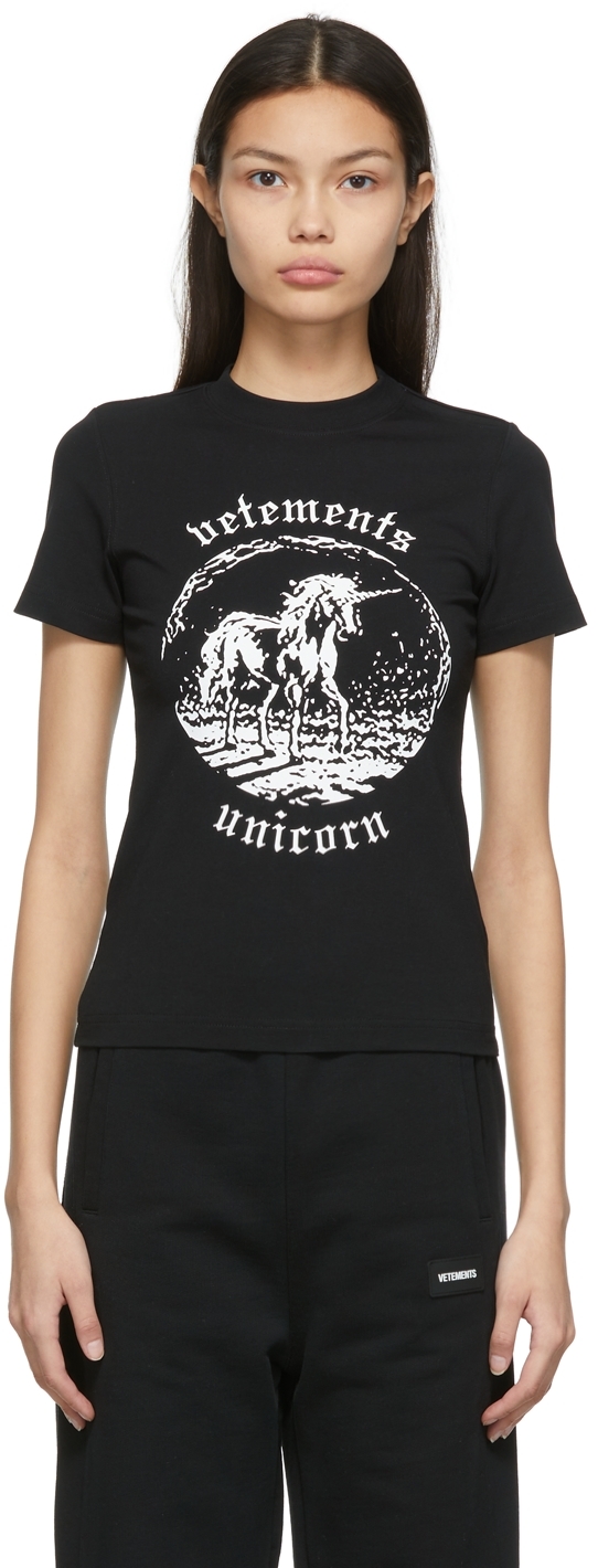 VETEMENTS Black Double Unicorn T-Shirt