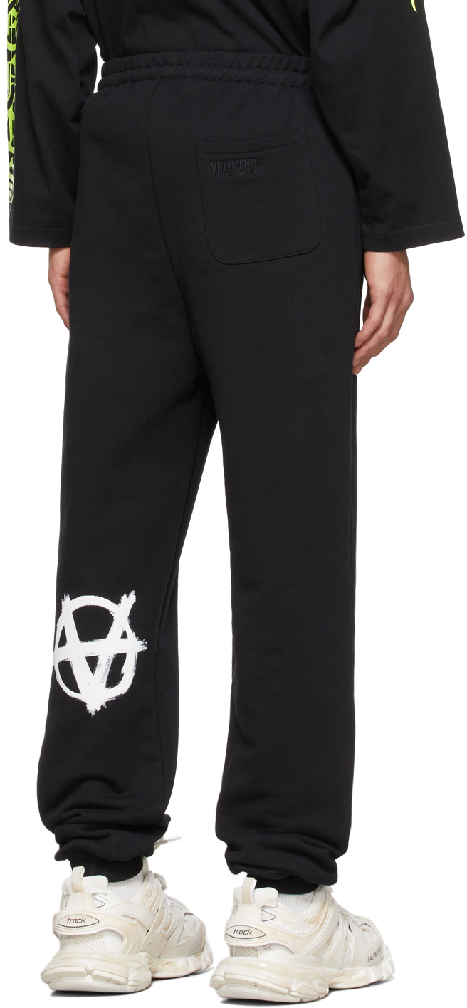 VETEMENTS Black Anarchy Gothic Logo Lounge Pants | Smart Closet