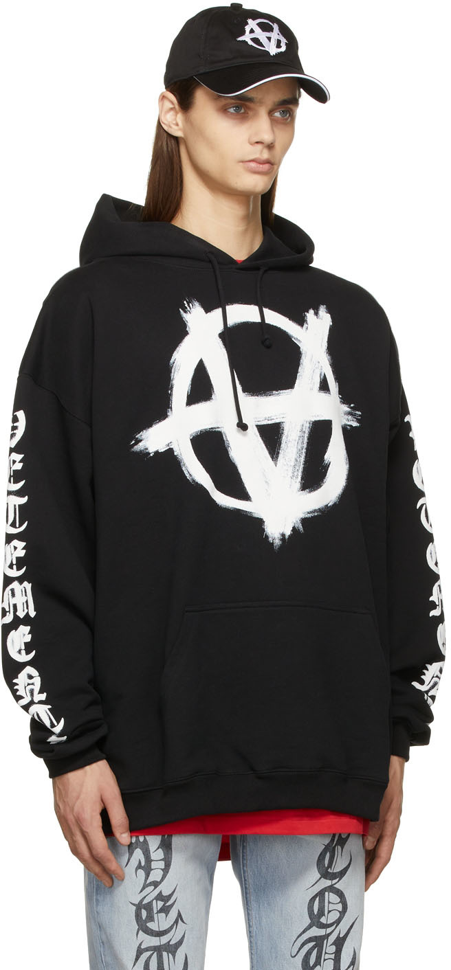 VETEMENTS Black Double Anarchy Hoodie | Smart Closet