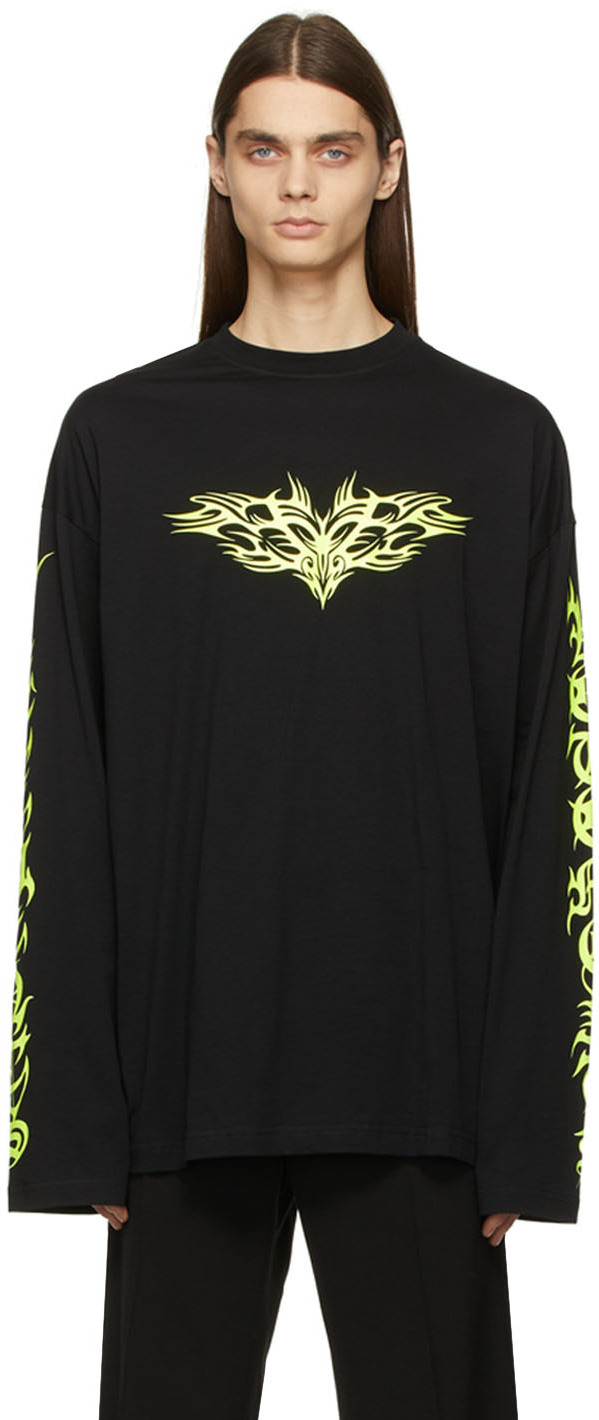 VETEMENTS Black Gothic Long Sleeve T-Shirt