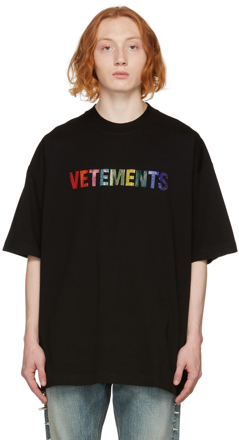 最大94％オフ！ vetements BLACK LOGO Tシャツ ecousarecycling.com