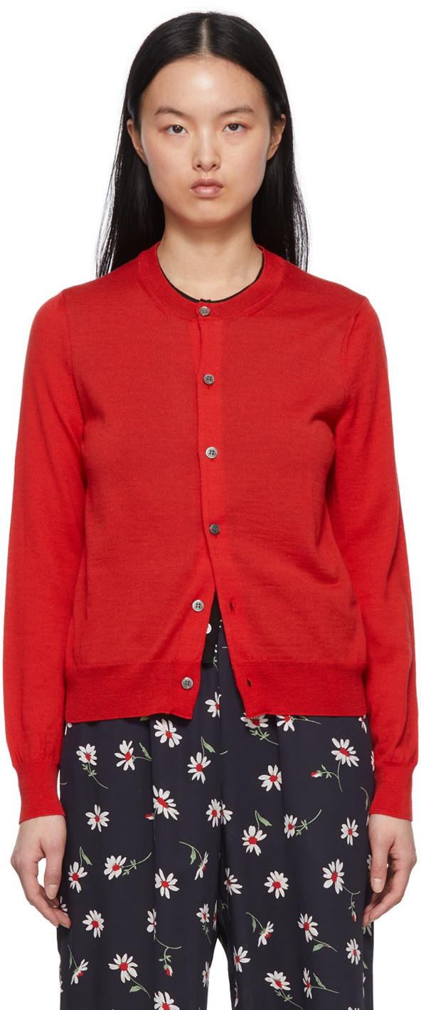 comme des garcons red cardigan