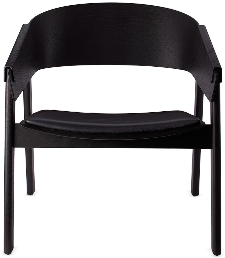 Muuto Black Leather Cover Lounge Chair In Leather Black/black