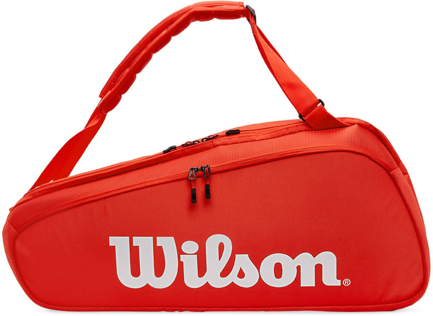 Red Super Tour 9-Pack Tennis Racket Bag by Wilson | SSENSE Canada