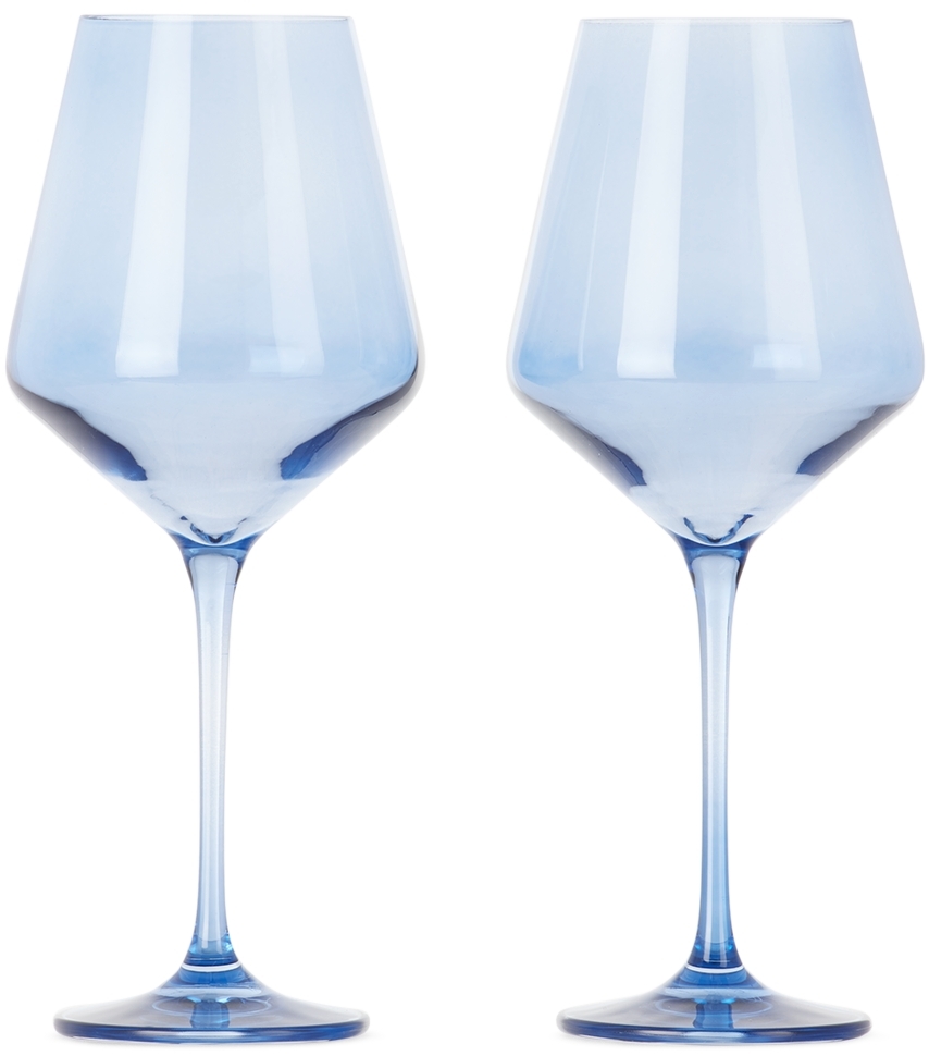 Estelle Colored Glass Two-pack Blue Wine Glasses, 16.5 oz In Cobalt Blue