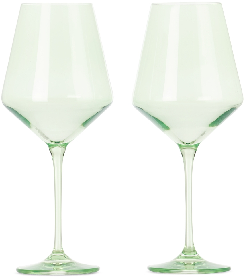 Estelle Colored Glass Two-pack Green Wine Glasses, 16.5 oz In Mint Green