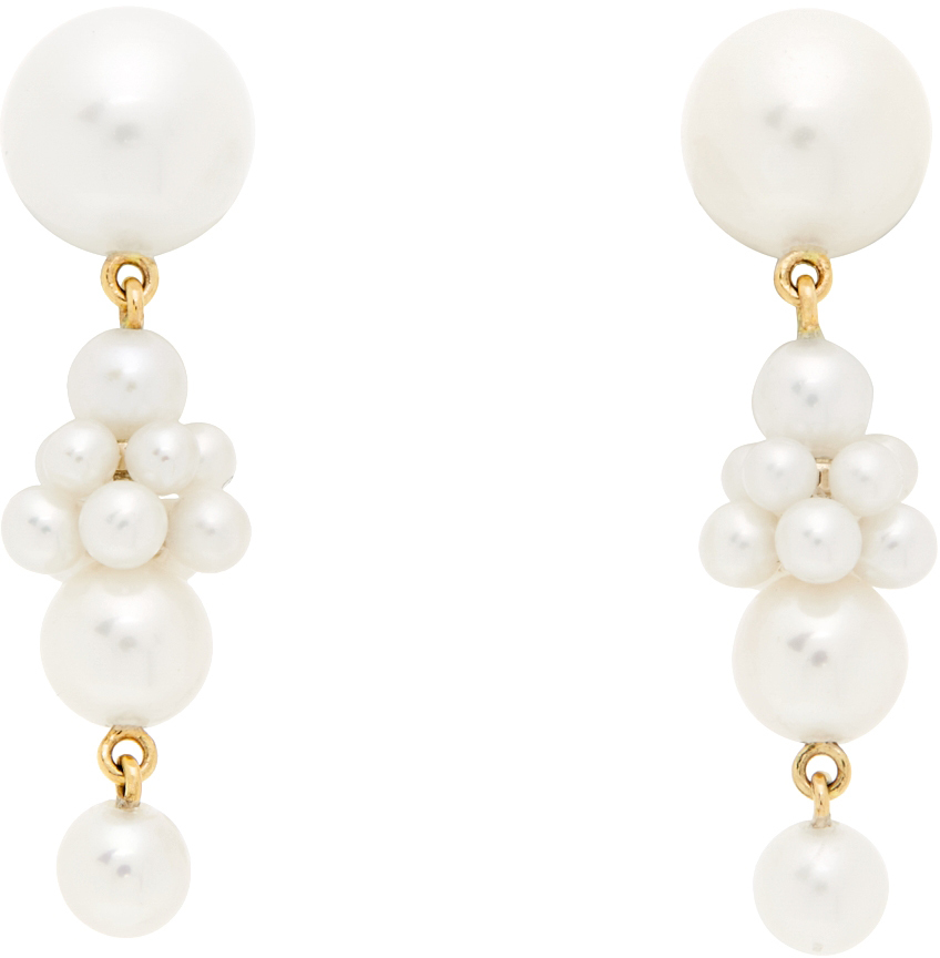 Sophie Bille Brahe: Gold Pearl Petite Tulip Earrings | SSENSE