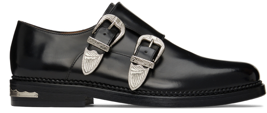 Toga Virilis Polido Monk-strap Leather Shoes In Black | ModeSens