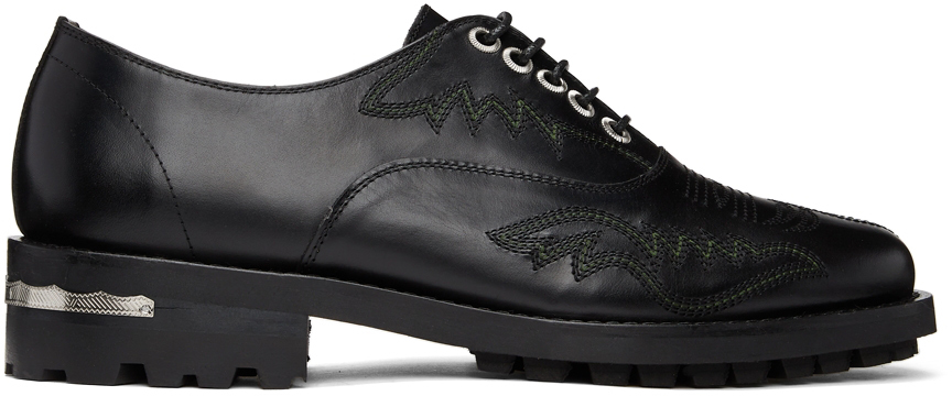 Black Leather Oxfords by Toga Virilis on Sale