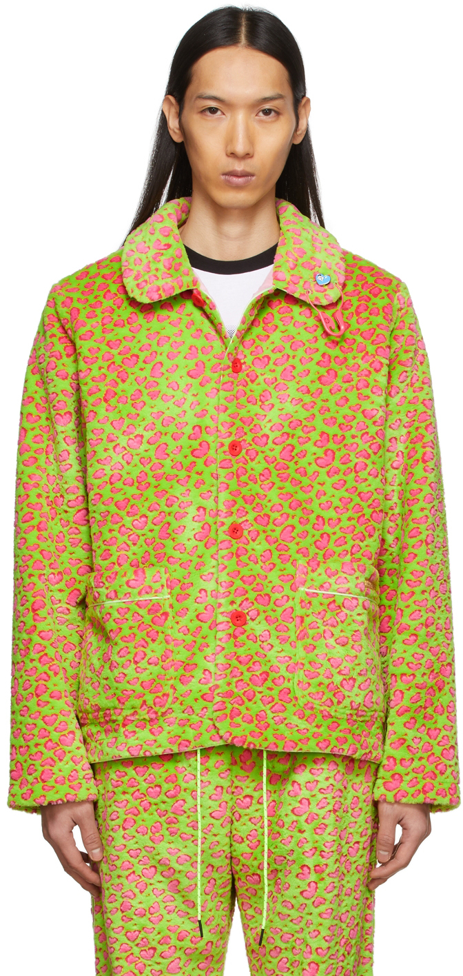 99 IS Green Pink Full 1OVE Furry Pajama Shirt