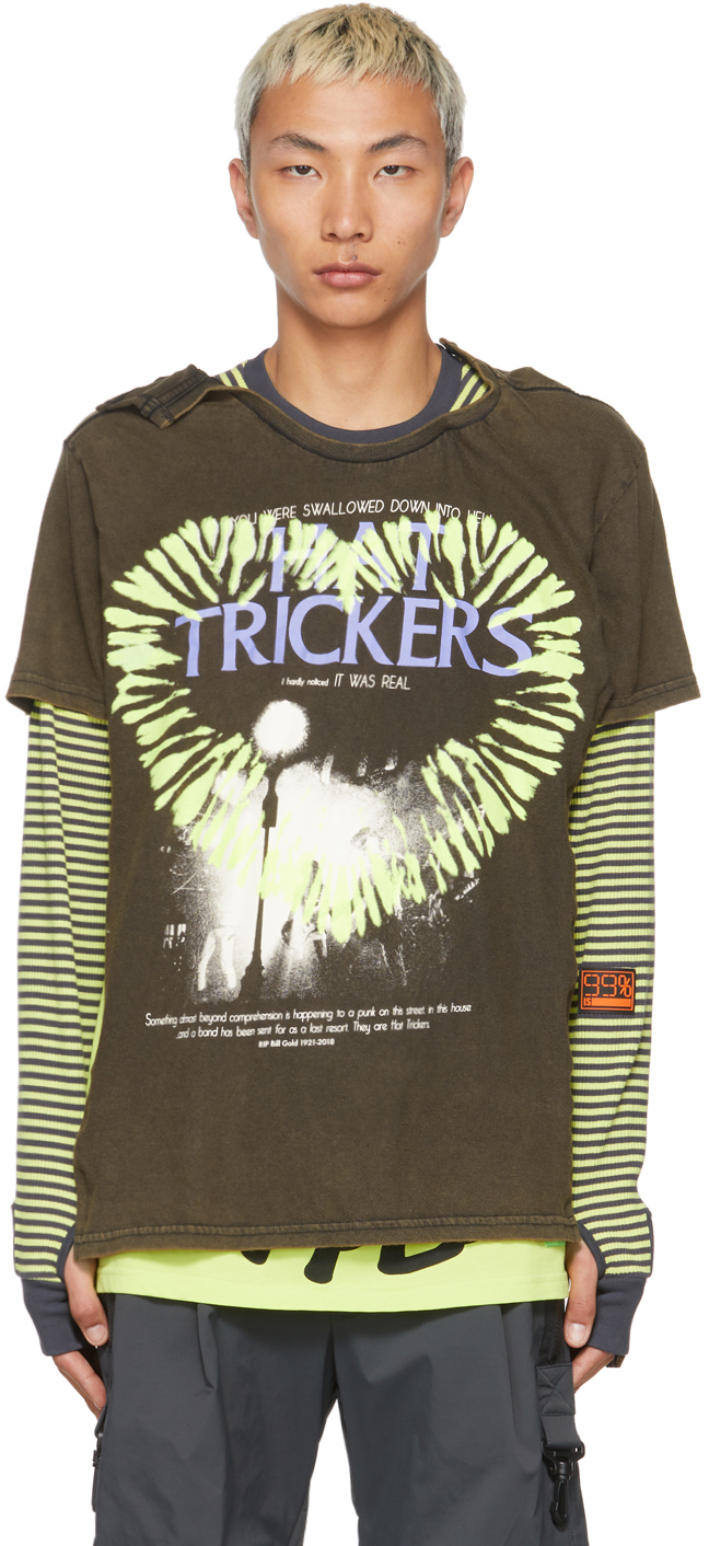 99 IS Yellow Grey Hat Trickers Double T Shirt