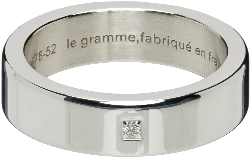 Le Gramme Silver 'Le 7 Grammes' Diamond Ribbon Ring