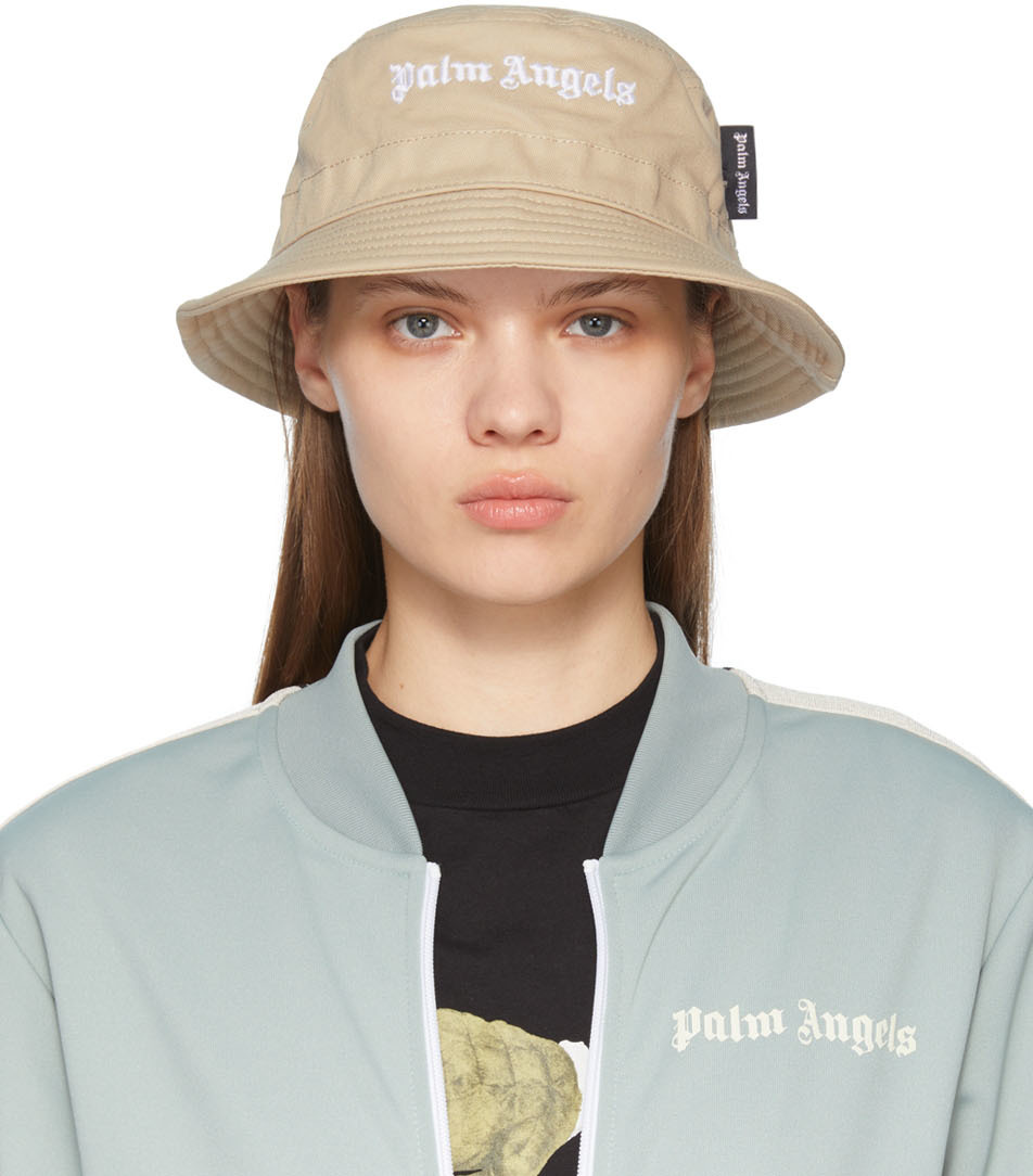 Palm Angels: ベージュ ロゴ バケットハット | SSENSE 日本