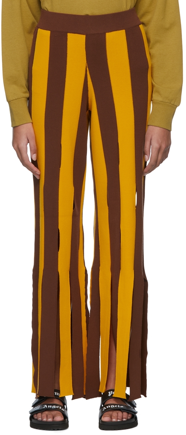 Palm Angels Yellow & Brown Viscose Lounge Pants