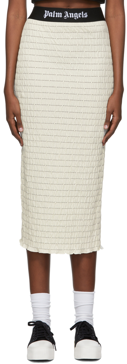 Palm Angels Off-White Cotton Midi Skirt