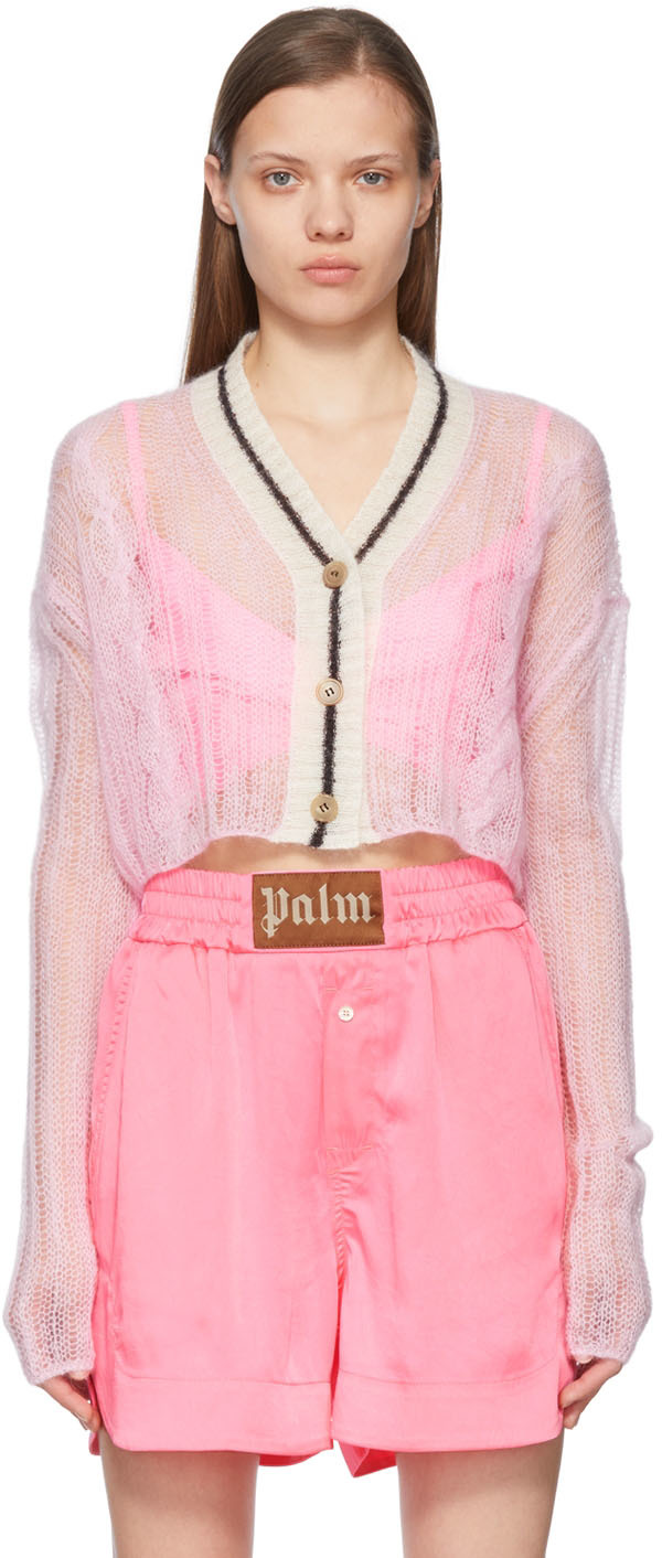 Palm Angels Pink Mohair Cardigan