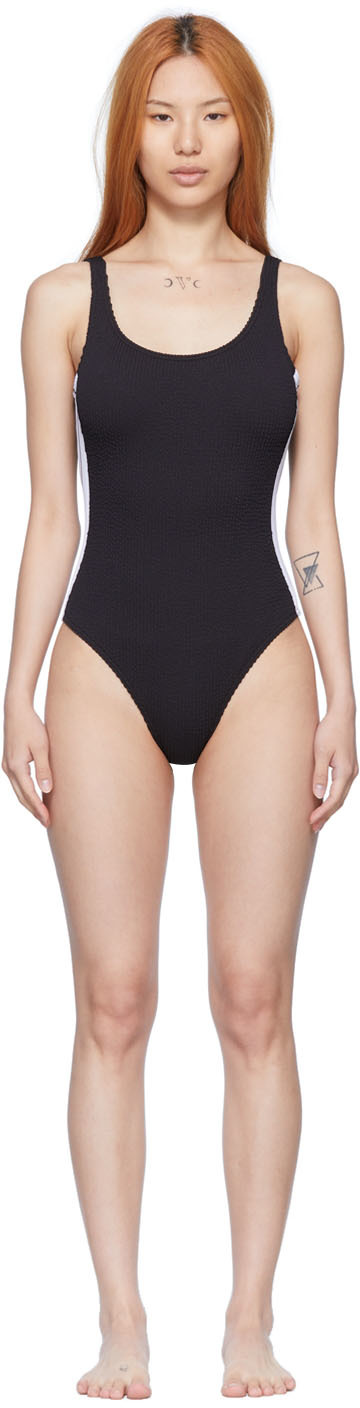 Palm Angels Black Polyester One-Piece Swimsuit