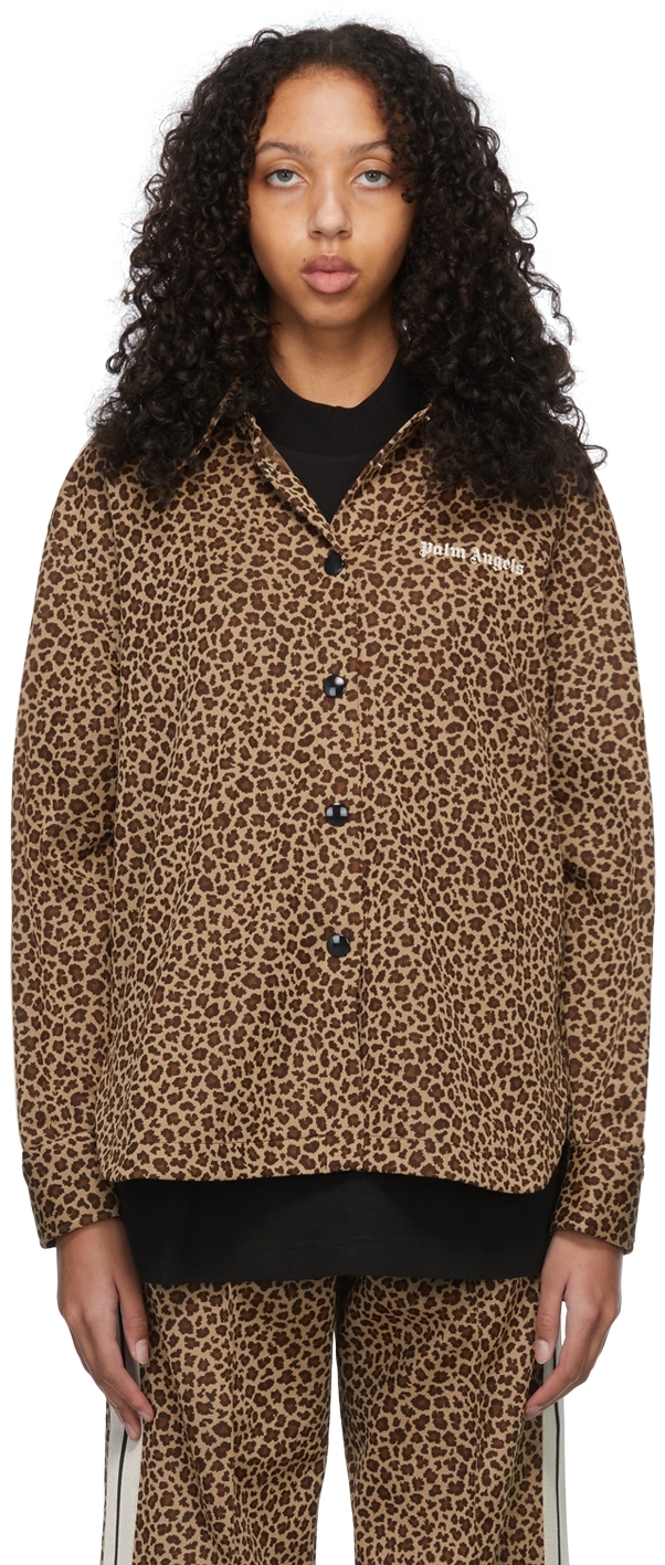 Palm Angels Brown Leopard Shirt