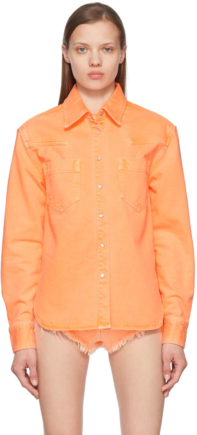 PALM ANGELS ORANGE DENIM SHIRTS