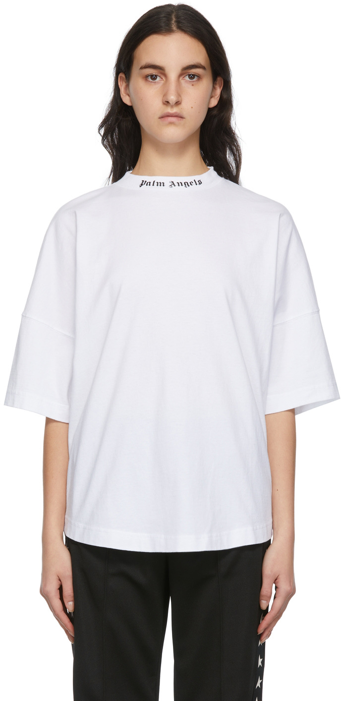 Palm Angels: White Logo Over T-Shirt | SSENSE