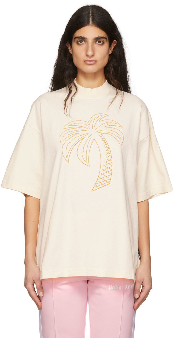 Palm Angels Beige Cotton T-Shirt