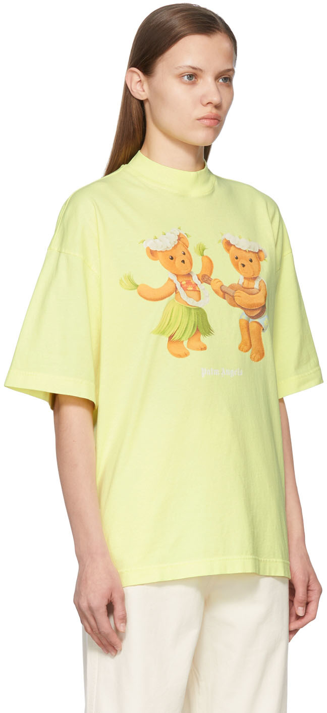 Palm Angels Women Gd Dancing Bears Loose Tee Yellow Flu In Yellow Fluo