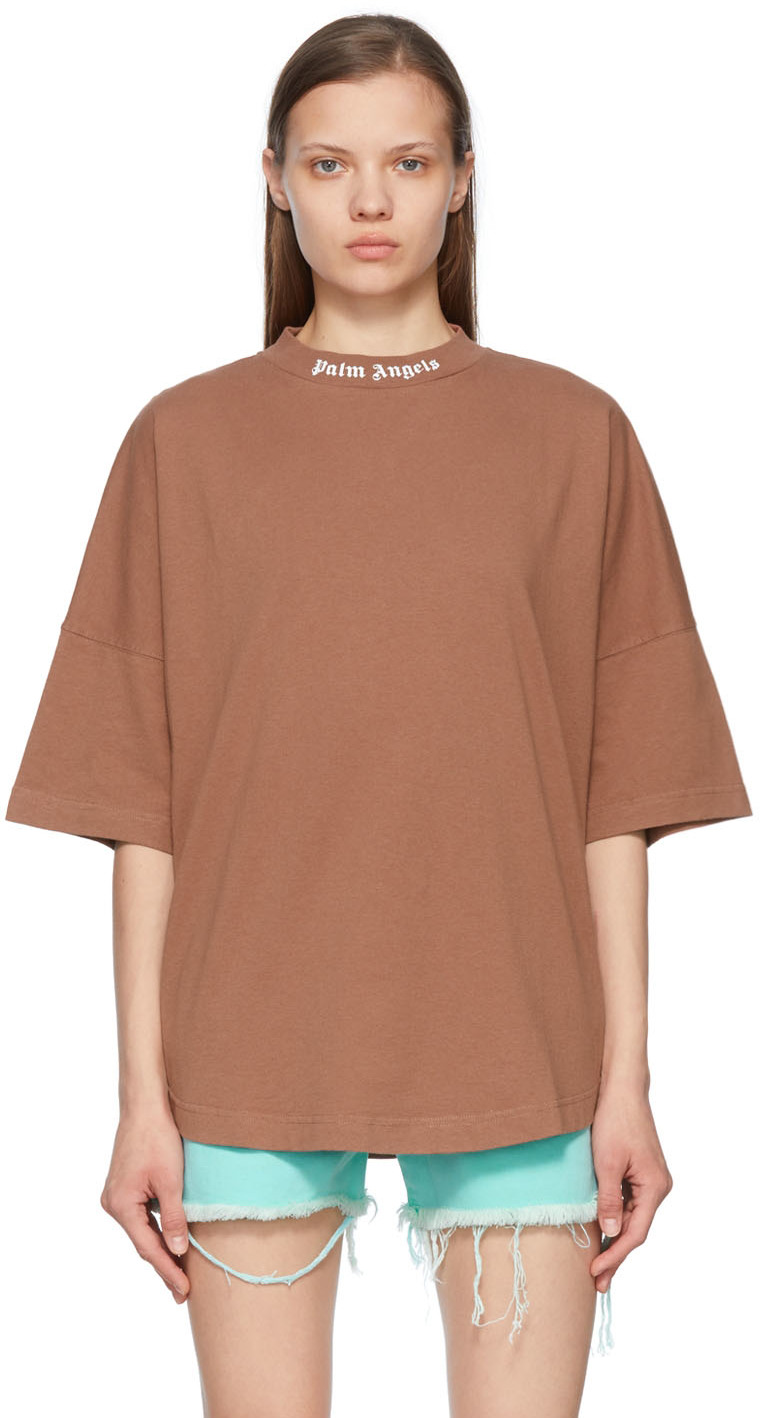 Palm Angels: Tan Cotton T-Shirt