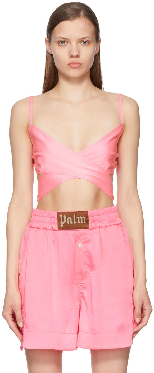 Palm Angels Pink Polyester Top In Fuchsia Fuchsia