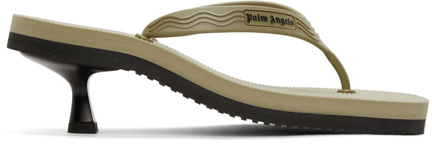 Palm Angels Khaki & Black Flip Flop Heeled Sandals