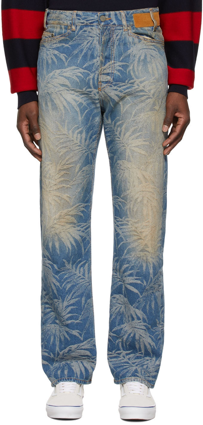 Palm Angels Blue Jacquard Jeans