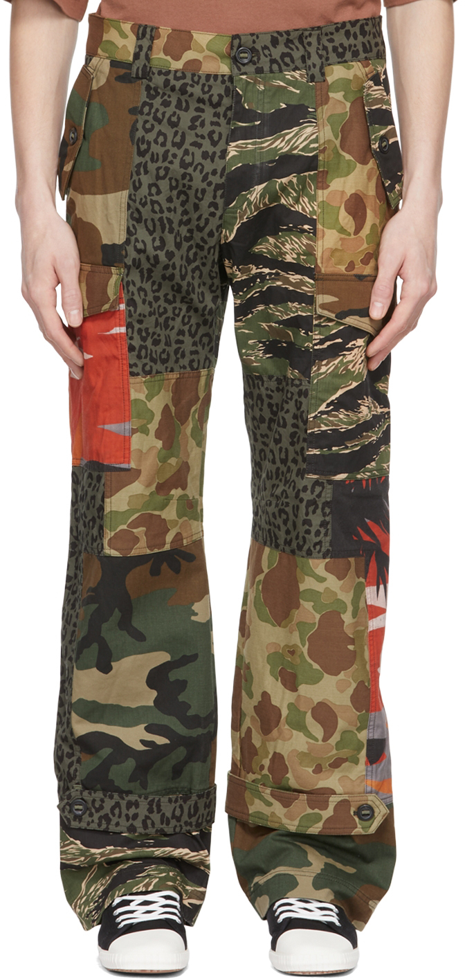Palm Angels Panelled Mix Cotton Cargo Trousers - Men's - Polyester/cotton  in Green for Men
