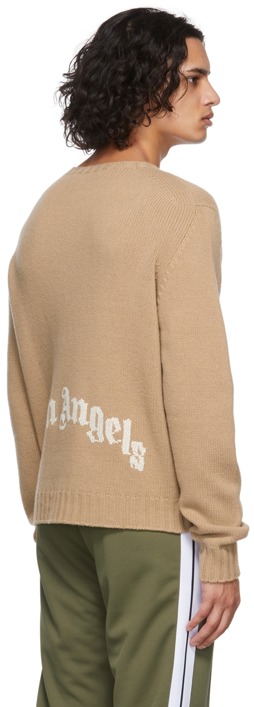 Palm Angels Beige Logo Sweater | Smart Closet