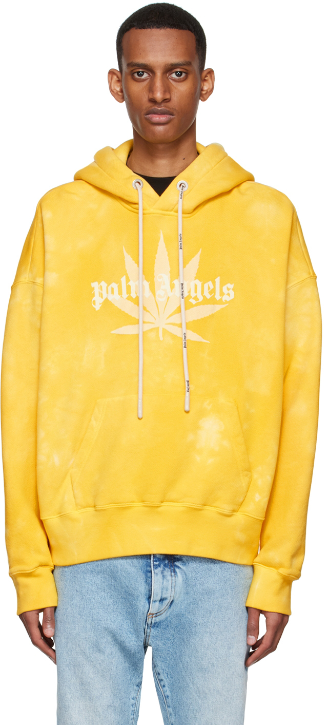 PALM ANGELS YELLOW COTTON HOODIE