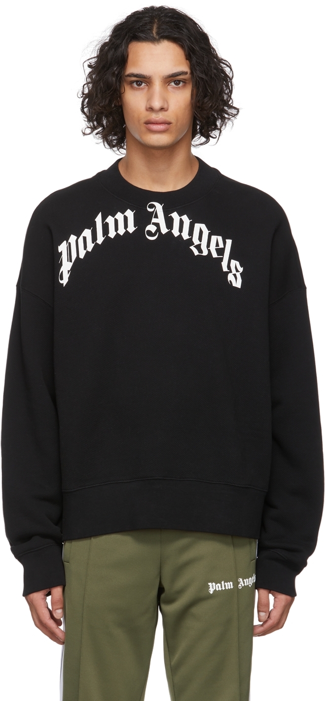 Palm Angels Black Curved Logo Sweatshirt