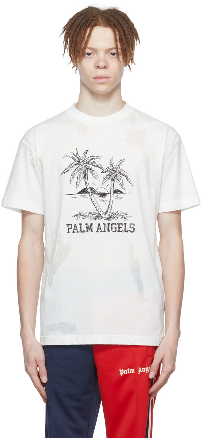 Palm Angels Off-White Cotton T-Shirt